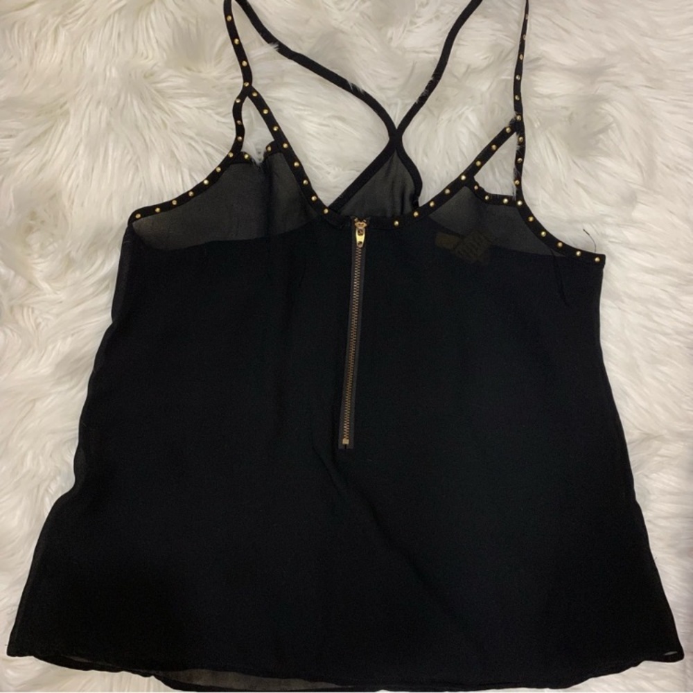 Black rhinestone sheer tank top